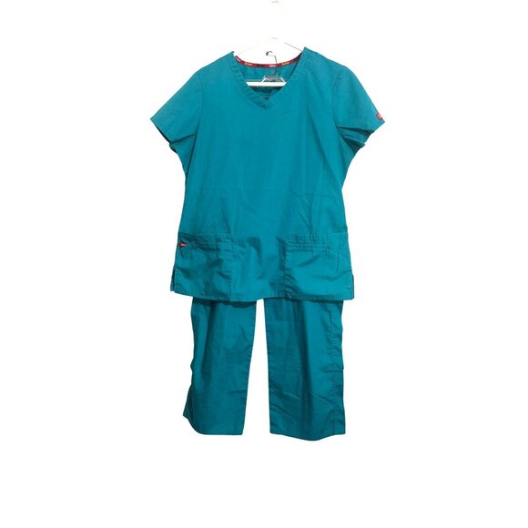 Dickies Pants - Dickies Teal Scrub Set V-Neck Top & Elastic Waist Pants Size LG/GG